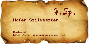 Hofer Szilveszter névjegykártya